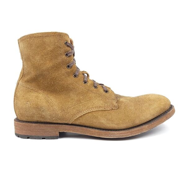 RARE Frye Tan Suede Bowery Lace-Up Desert Combat Military Boots Western 12 Camel - Picture 2 of 9
